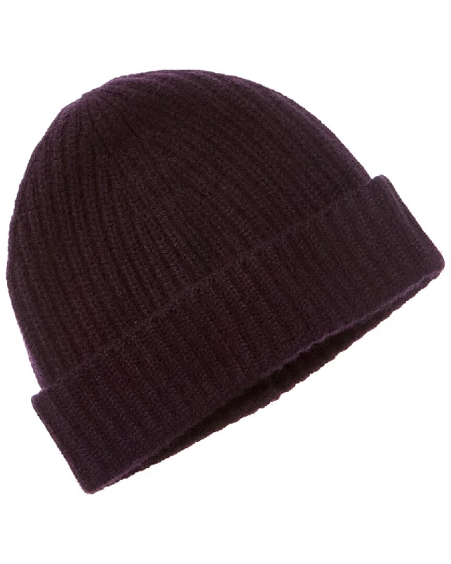 Amicale Cashmere Chunky Rib Cuffed Cashmere Hat