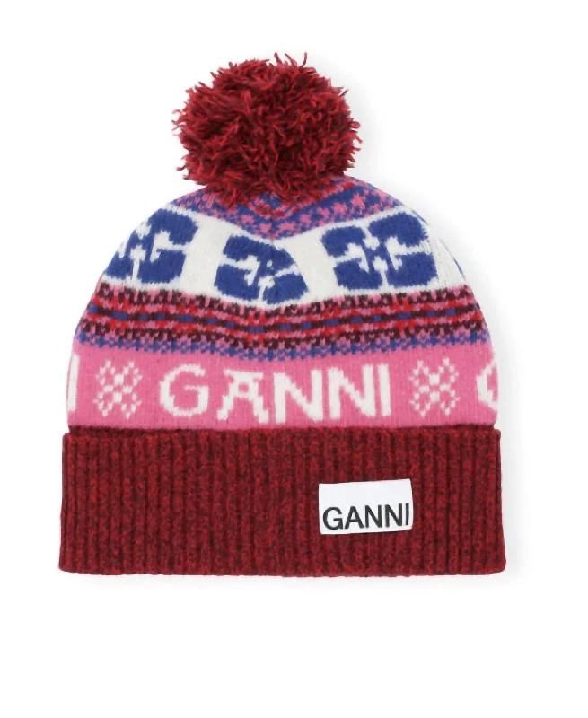 Graphic Wool Beanie In Multi