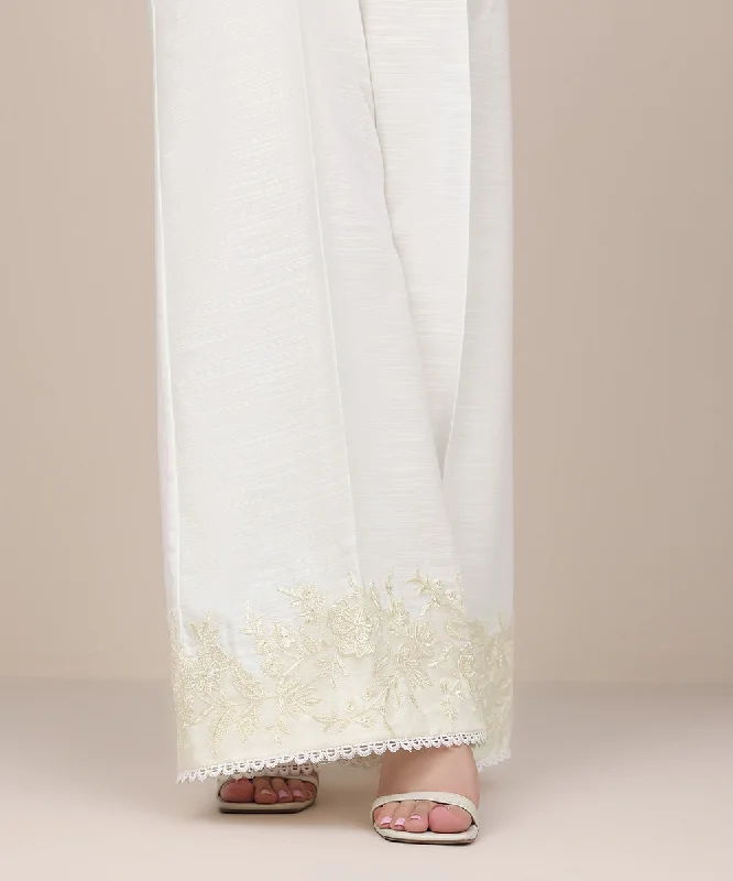 Embroidered Khaddar Flared Pants