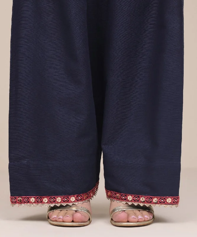 Embroidered Wide Leg Khaddar Shalwar