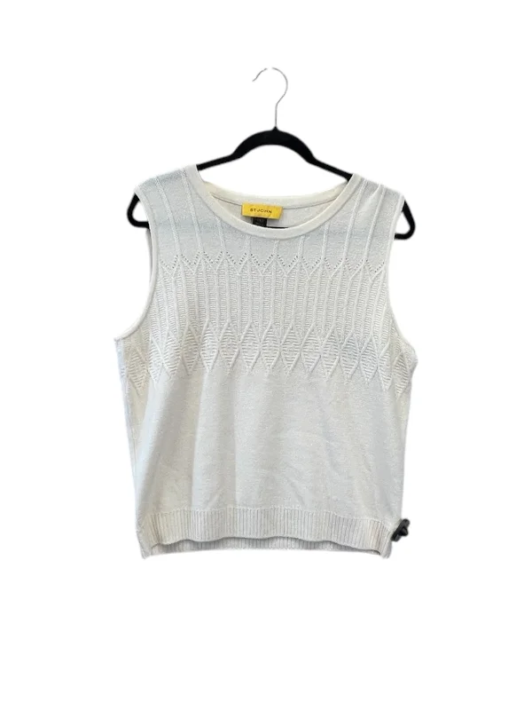 Top Sleeveless Designer By St. John In Cream, Size: L