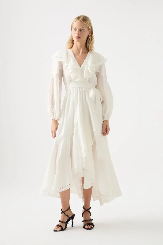 Zoe Ruffle Wrap Midi Dress