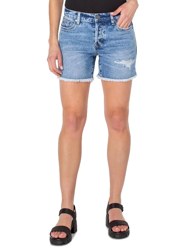 Womens Light Wash Mini Denim Shorts