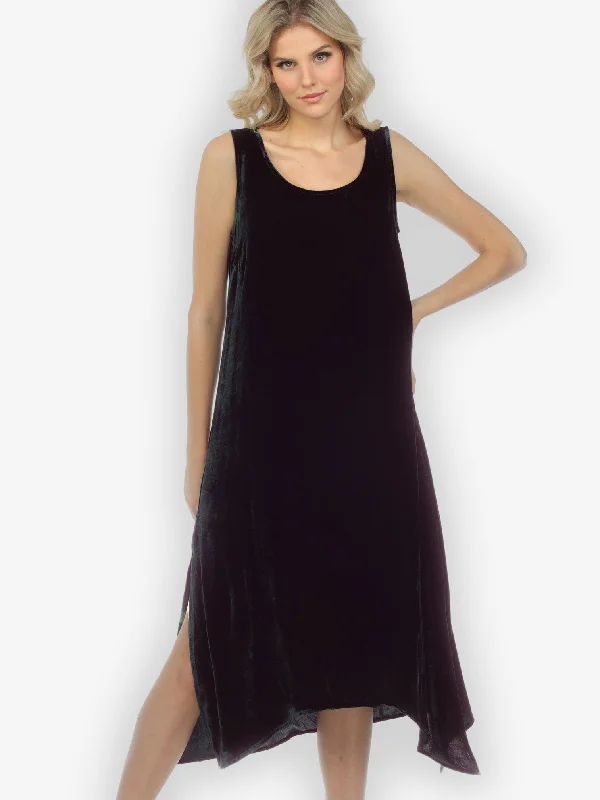 Black Velvet Silk Tank Dress