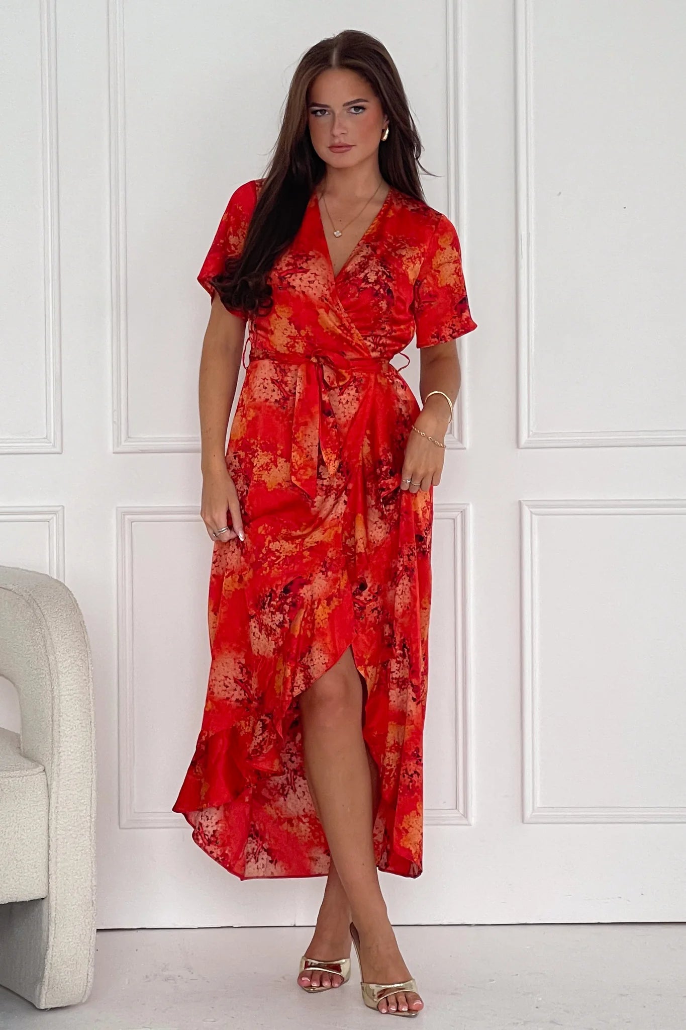 FARRAH DRESS ORANGE/RED