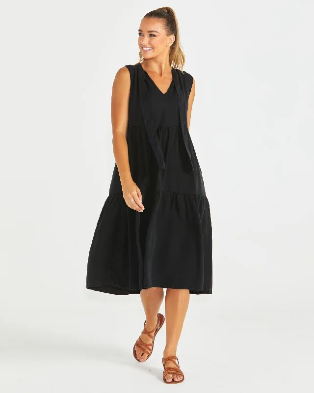 Sass Seville Tiered Dress Black