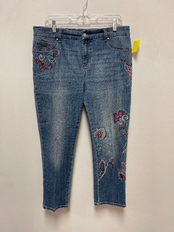 Jeans Cropped By Chicos In Blue Denim, Size: 12