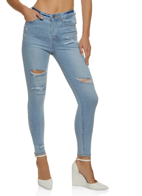 WAX High Rise Ripped Patch and Repair Skinny Jeans