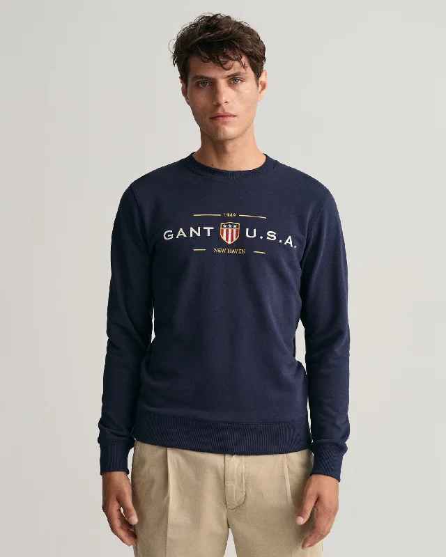 Gant Men Blue Printed Hooded Sweatshirt