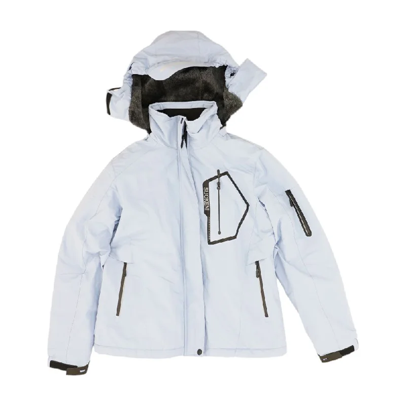 Blue Solid Ski Coat