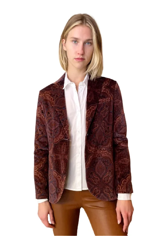 Giacca Slim Long Blazer -Terra Paisley