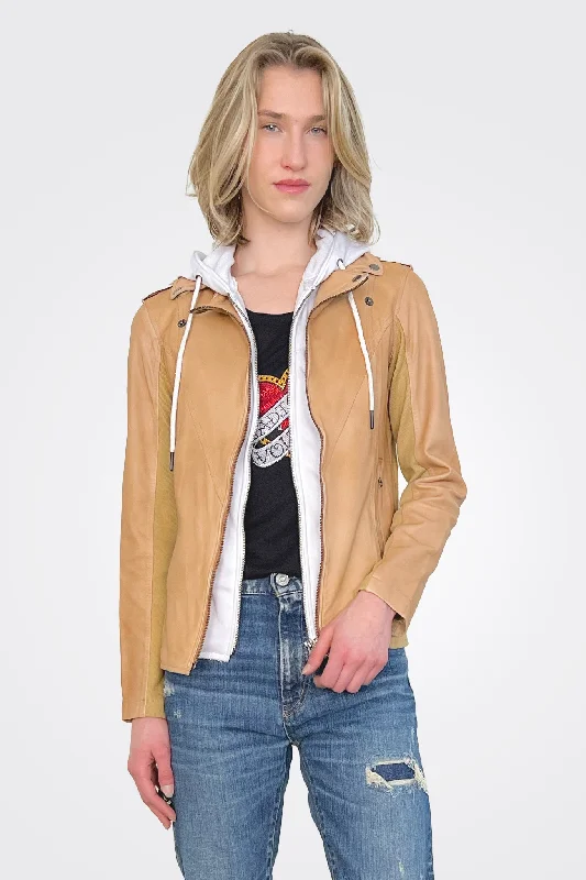 Hannah Leather Dickey Jacket - Autumn White