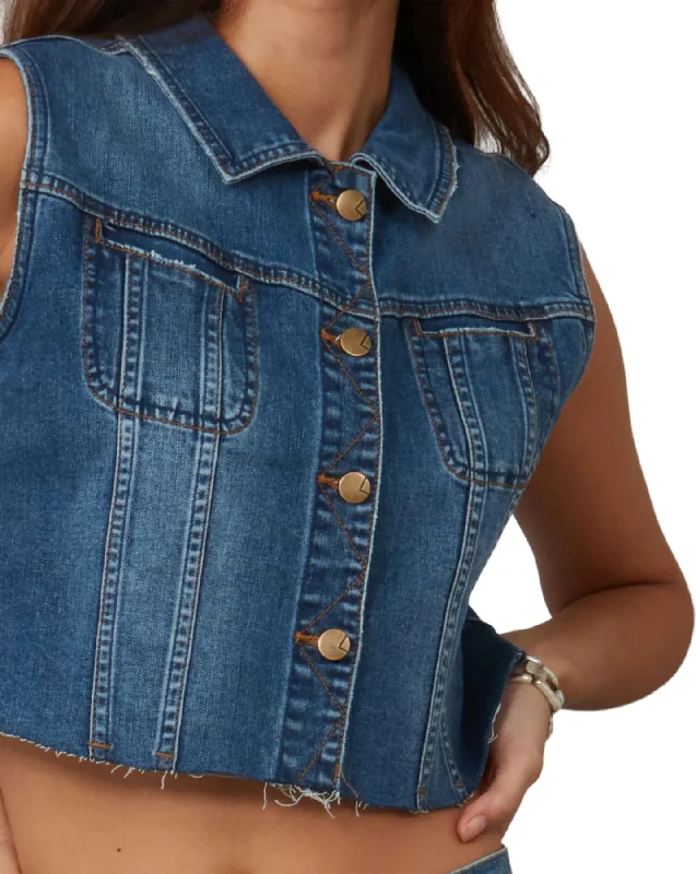 Gabbie Cropped Denim Vest - Women's|-|Veste en jean écourté Gabbie - Femme