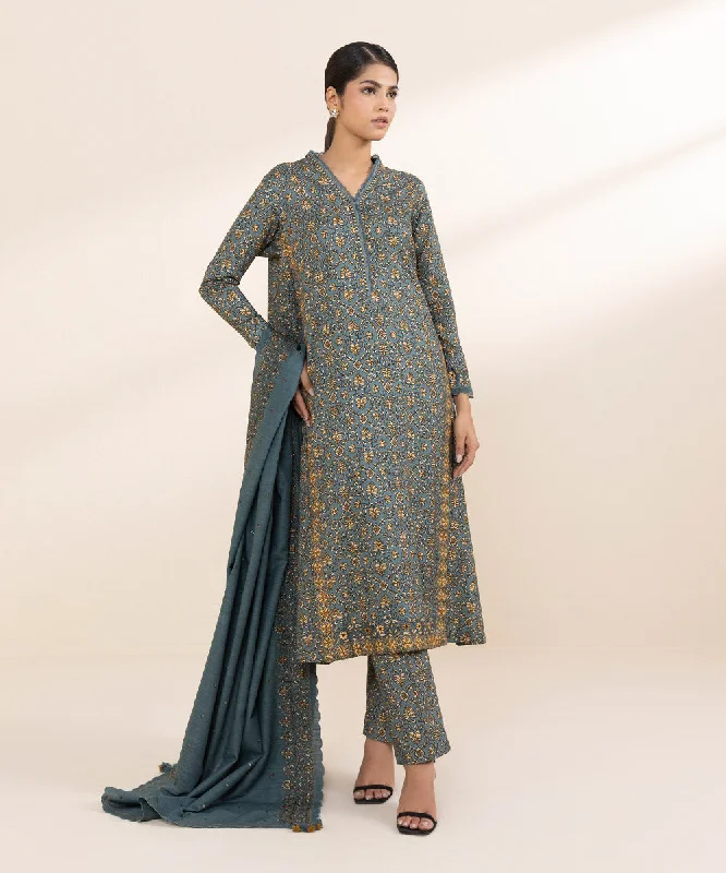 3 Piece - Embroidered Linen Suit