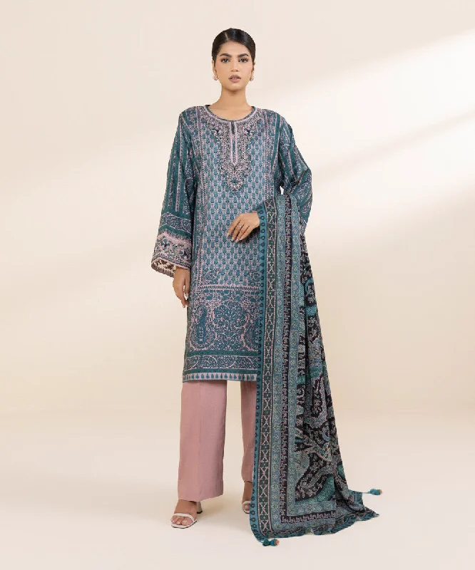 3 Piece - Embroidered Linen Suit