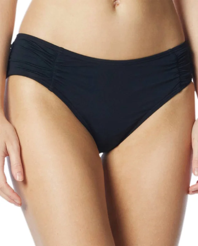 Side Shirred Bikini Bottom In Coc Black