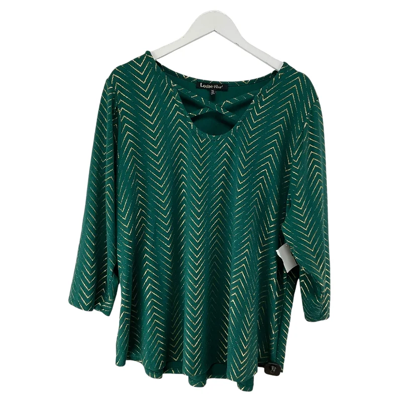 Top 3/4 Sleeve By Clothes Mentor In Green, Size: 3x