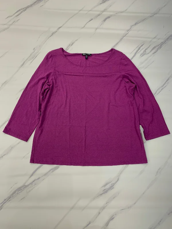 Top Long Sleeve By Eileen Fisher In Pink, Size: L