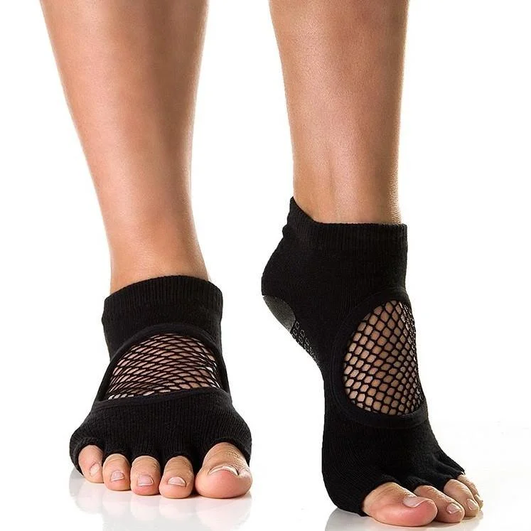 Arebesk Fishnet Open Toe Grip Socks - Black (Barre / Pilates)