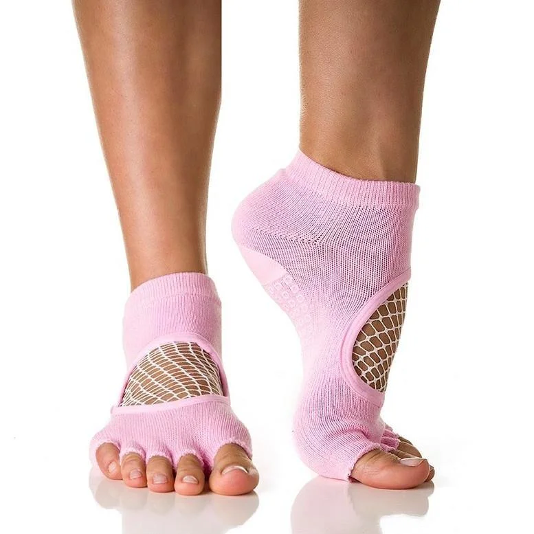 Arebesk Fishnet Open Toe Grip Socks - Pink (Barre / Pilates)