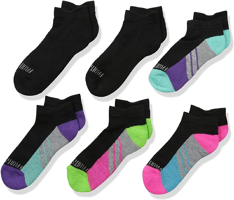 Fruit Of The Loom Girls 6 Pack Everyday Active Low Cut Socks, 9-11