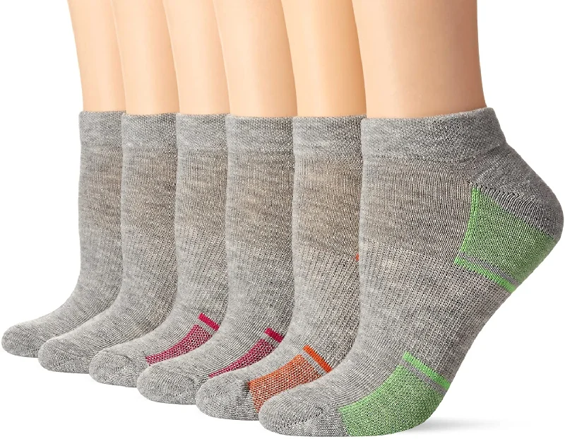 Fruit Of The Loom Womens 6 Pack Arch Support No Show Socks, Shoe Size 4-10