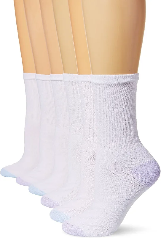 Fruit Of The Loom Womens 6 Pack Core Crew Socks, Shoe Size 4-10, Assorted